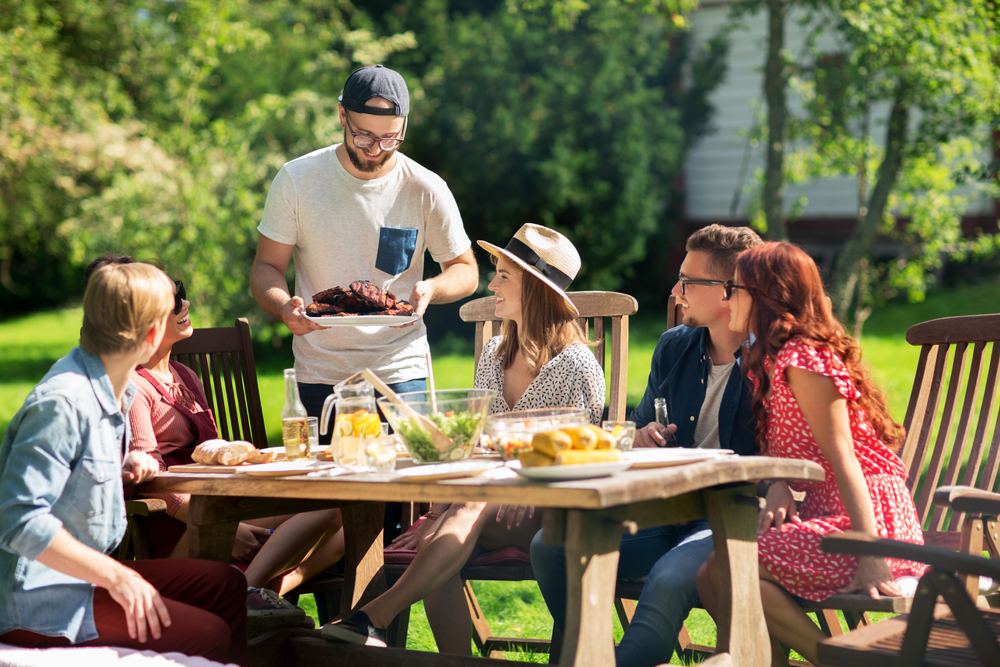 BBQ in garden with friends